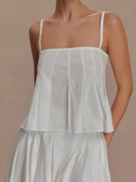 Meshki White Square Neck Spaghetti Strap Top